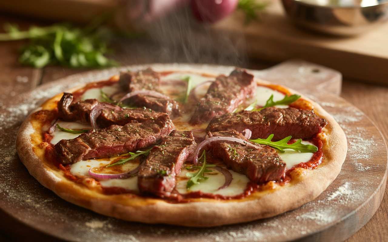 Steak Pizza Recipe | Authentic Italian-Style Pizza with Juicy Seared Steak