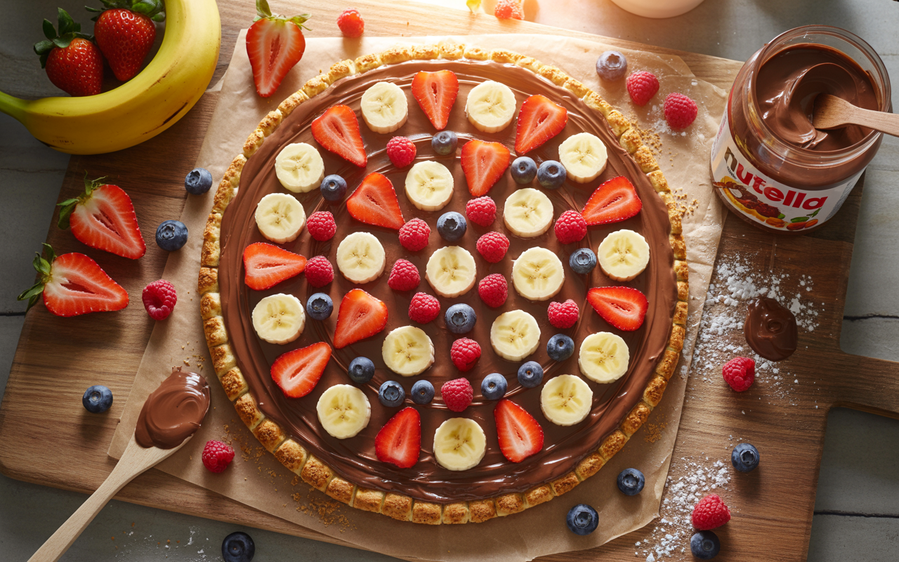 Recipe for Dessert Pizza | Easy Homemade Sweet Pizza with Nutella & Fruit